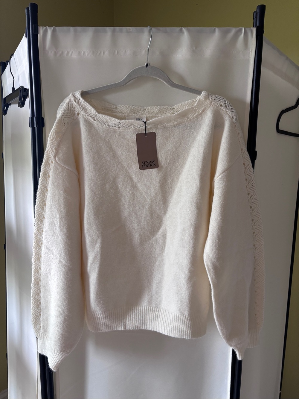 Sandro Ivory Scoop Neck Sweater